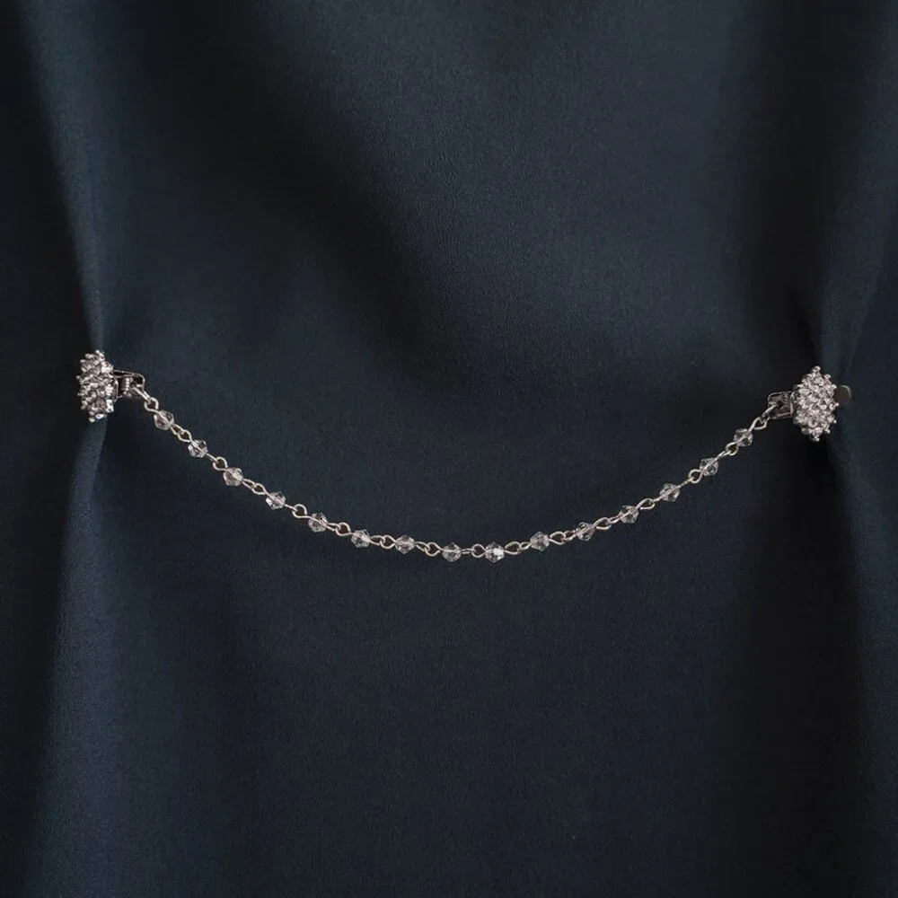 Diamond Collar Clip NEW  Sweater Pin Jacket Dress Cinch Cardigan Blouse Cape - Picture 5 of 6